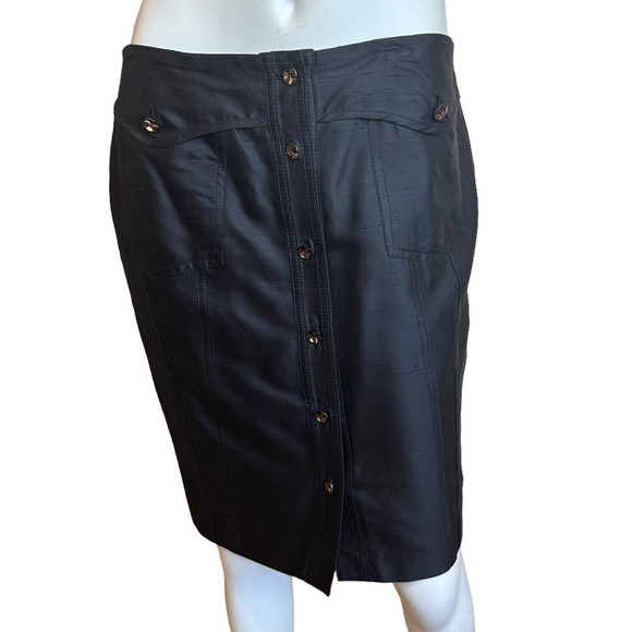Iceberg Black Silk Cotton Blend Skirt with gorgeous Crystal Buttons sz 44=M - Picture 1 of 7